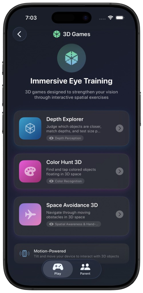 3D Games Menu